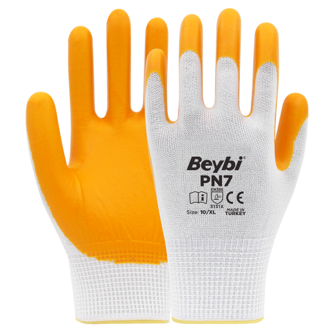 Beybi PN7 Polyester Örme Nitril Eldiven, 1 Koli (288 Çift)