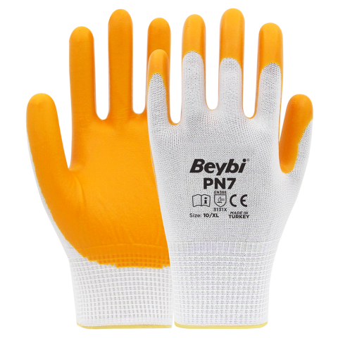 Beybi PN7 Polyester Örme Nitril Eldiven, 1 Koli (288 Çift)